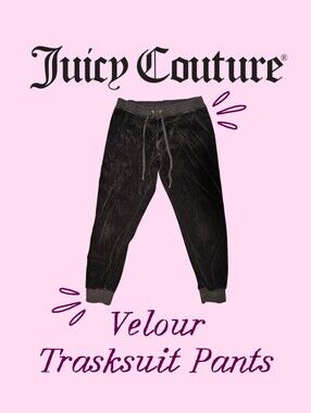 Juicy Couture Black Velour Jogger Pants